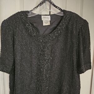 Black Stenay Beaded Vintage Top
